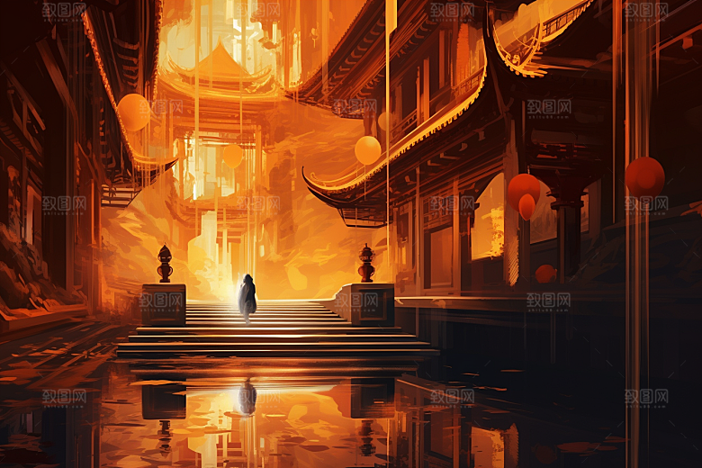 金色神话建筑游戏中国传统风格原画
