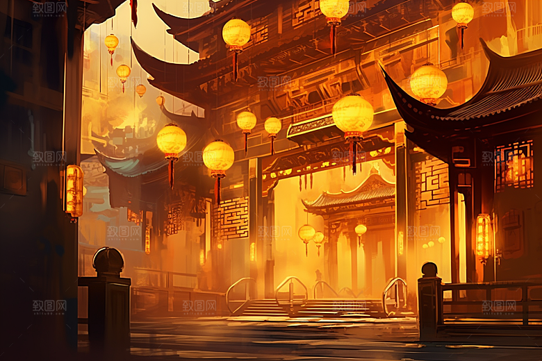 金色神话建筑高清梦幻原画