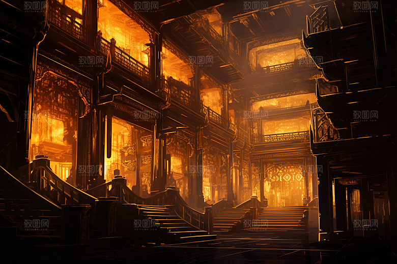 金色神话建筑游戏天宫原画