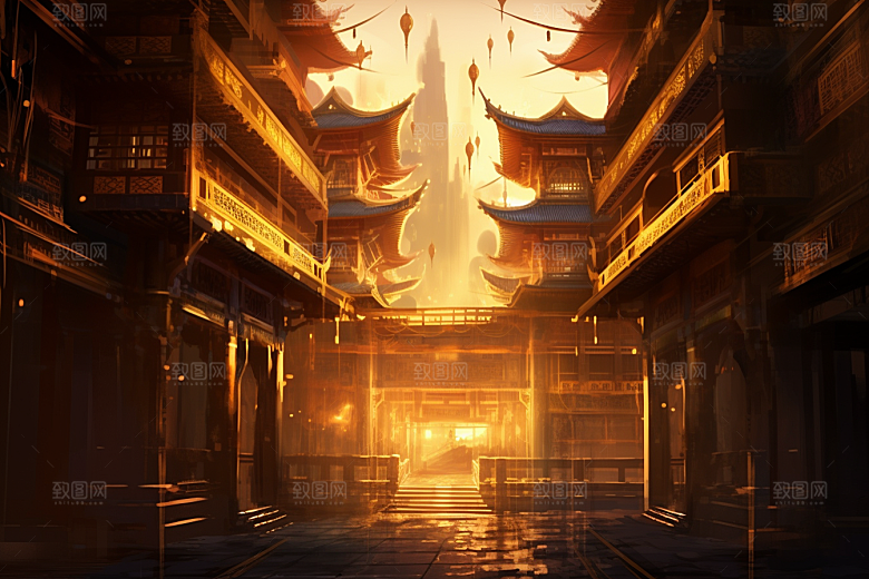 金色神话建筑神仙洞府梦幻原画