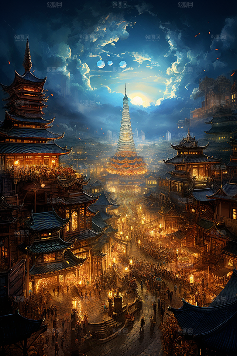 金色神话建筑游戏天宫原画