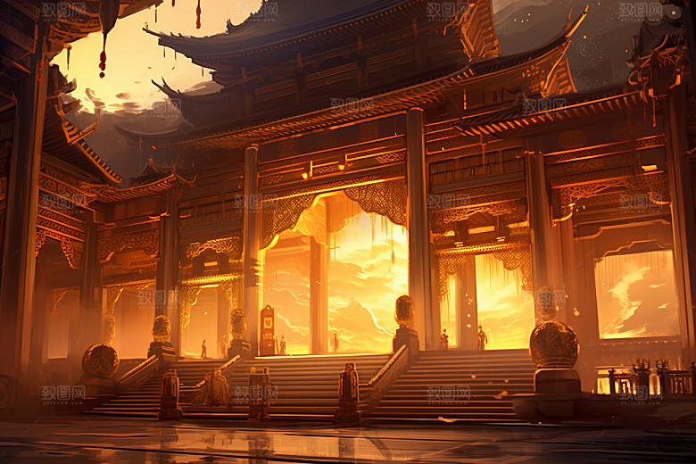 金色神话建筑梦幻神仙洞府原画