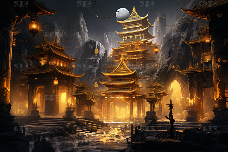 金色神话建筑梦幻天宫原画
