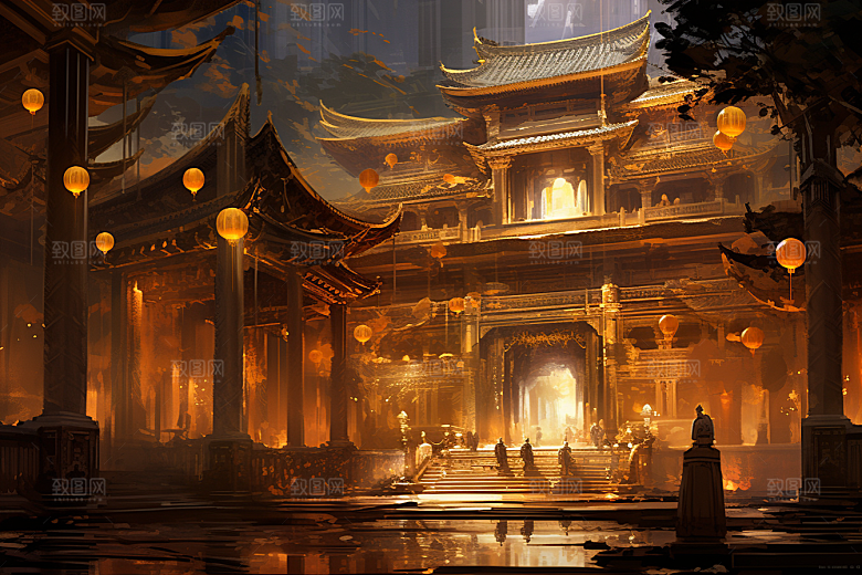 金色神话建筑神仙洞府天宫原画
