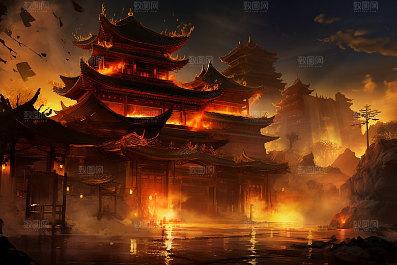 金色神话建筑高清神仙洞府原画