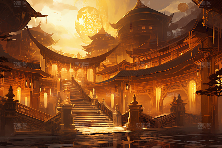 金色神话建筑高清游戏原画