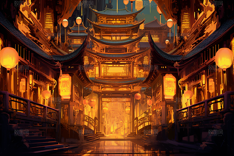金色神话建筑高清游戏原画