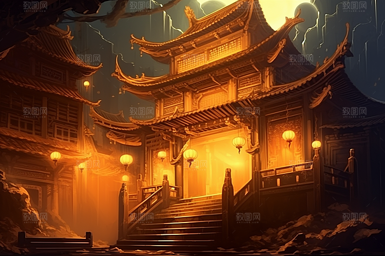 金色神话建筑高清游戏原画
