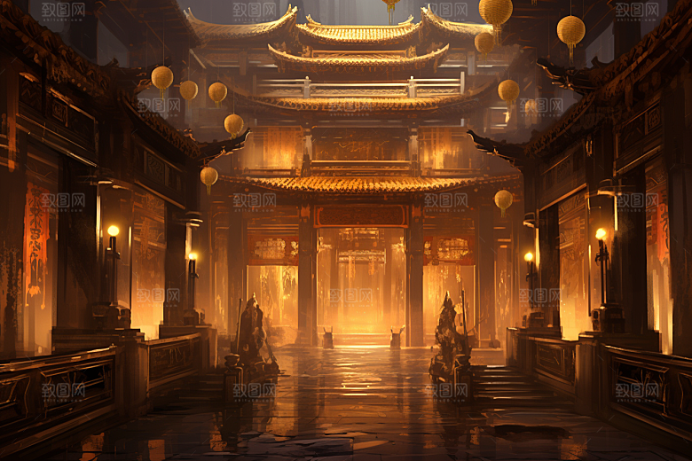 金色神话建筑游戏中国传统风格原画