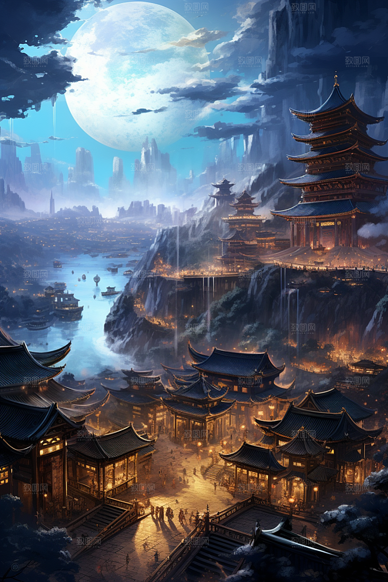 金色神话建筑高清梦幻原画