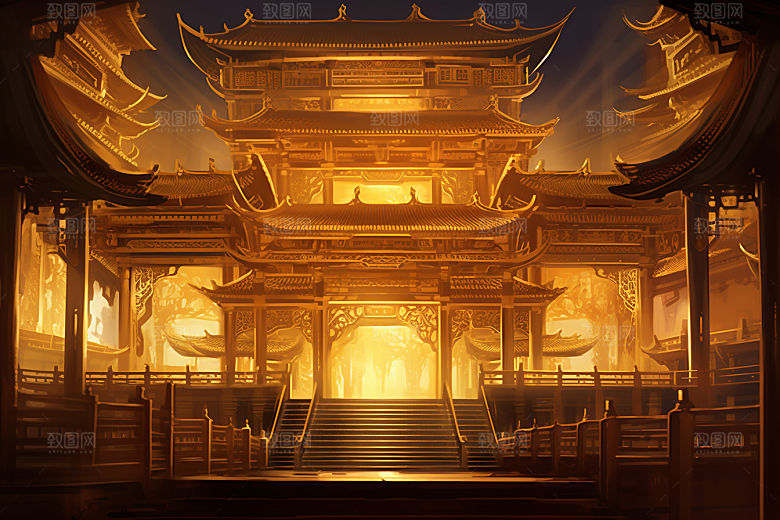 金色神话建筑神仙洞府高清原画