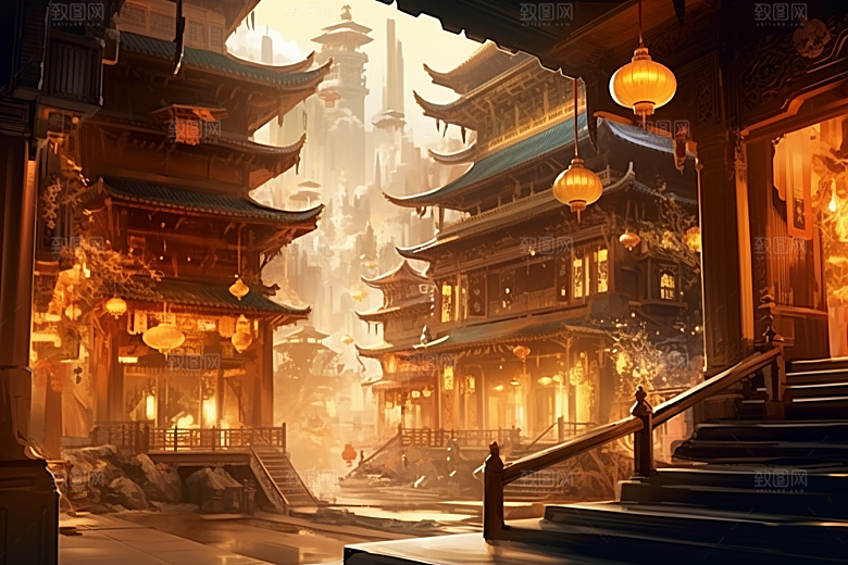 金色神话建筑梦幻高清原画