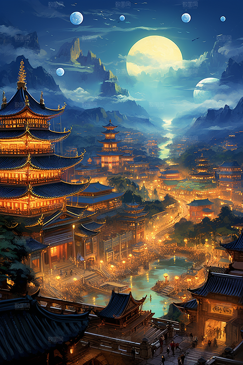 金色神话建筑梦幻高清原画
