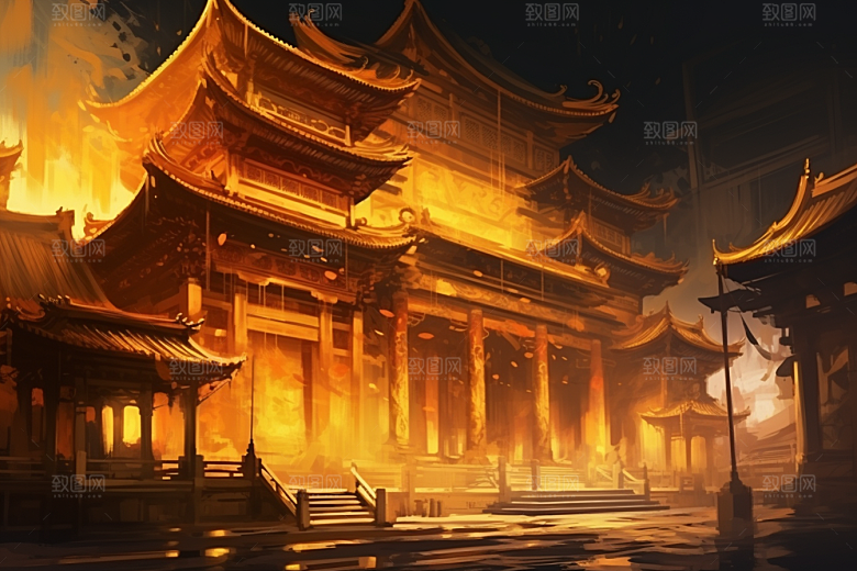 金色神话建筑神仙洞府高清原画