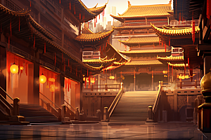 金色神话建筑游戏中国传统风格原画