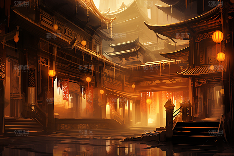 金色神话建筑游戏天宫原画