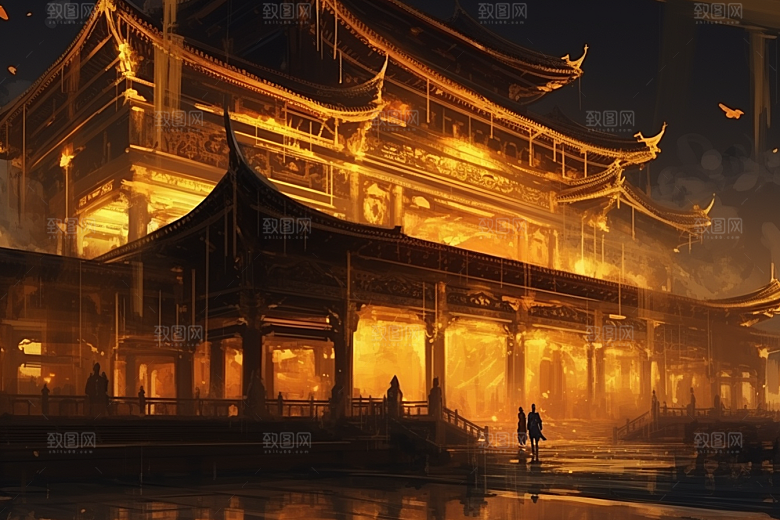 金色神话建筑高清梦幻原画