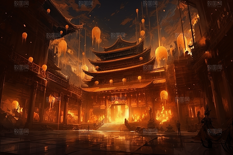 金色神话建筑梦幻高清原画