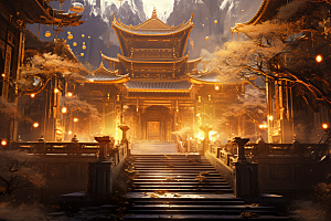 金色神话建筑梦幻天宫原画