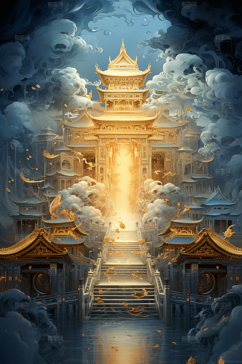 金色神话建筑国潮游戏原画