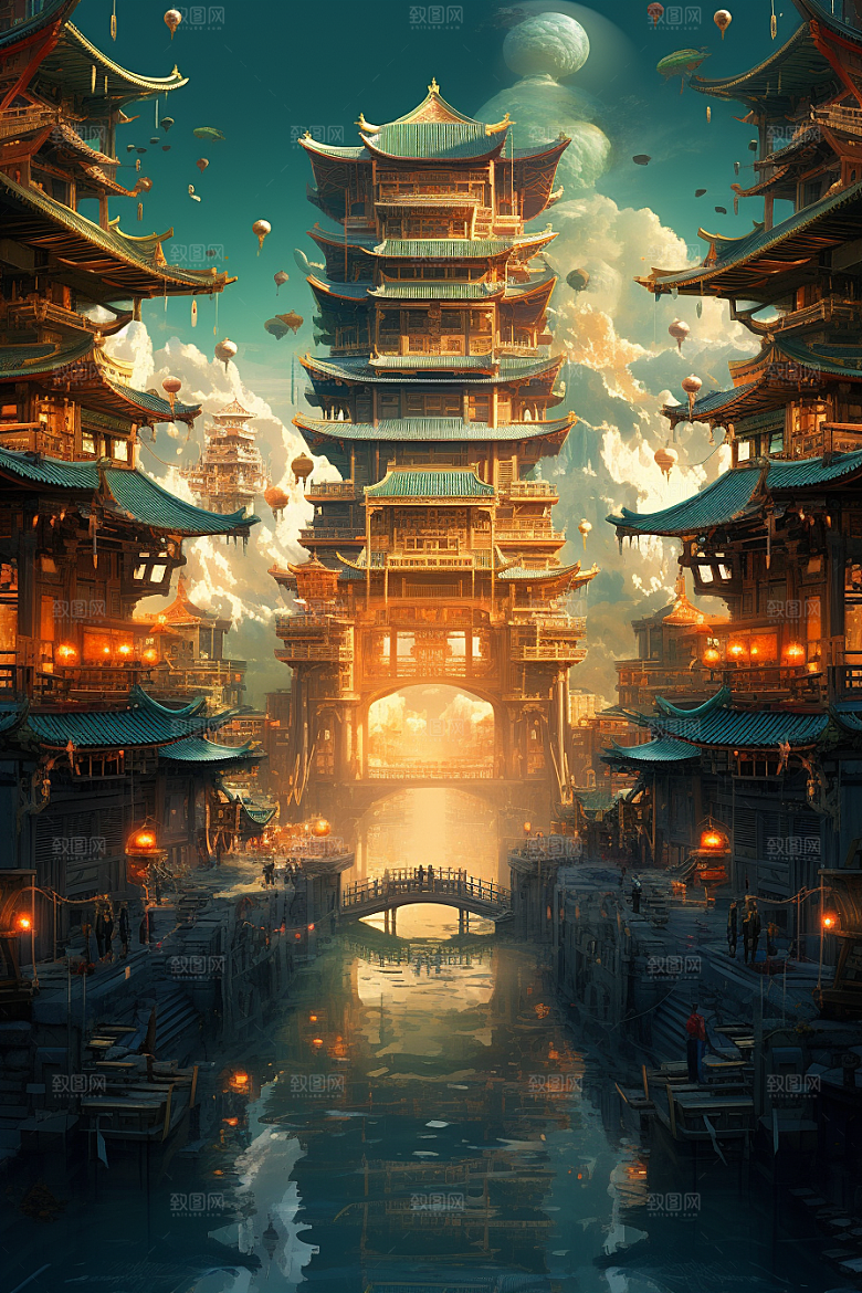 金色神话建筑高清梦幻原画