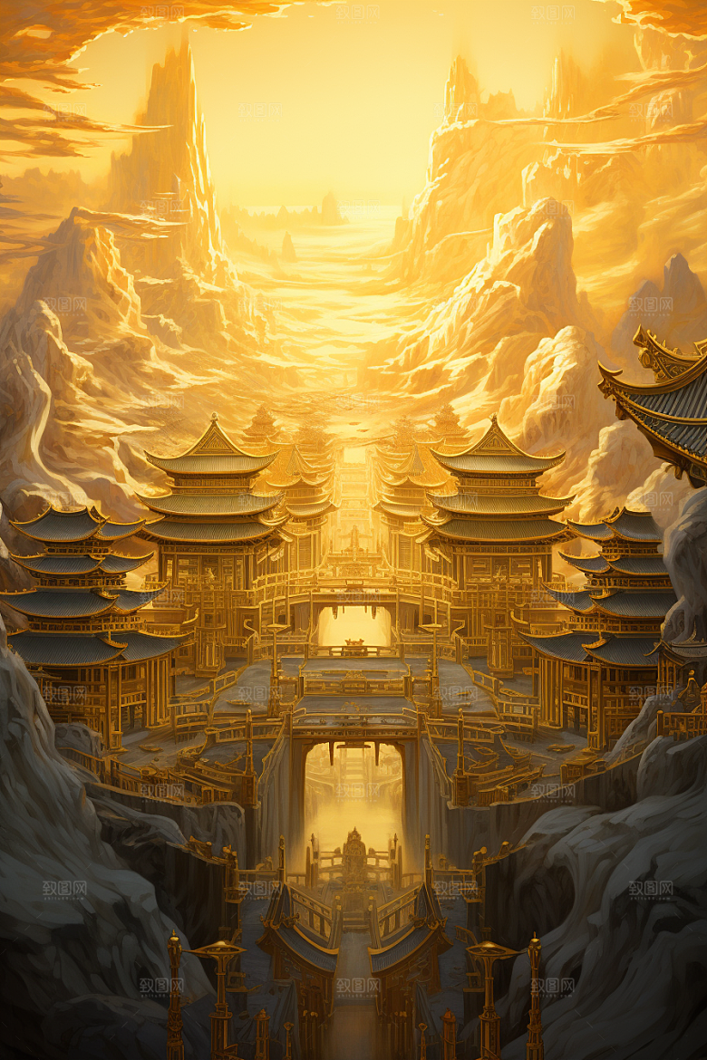 金色神话建筑天宫梦幻原画