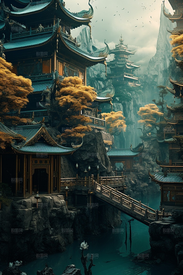 金色神话建筑高清梦幻原画