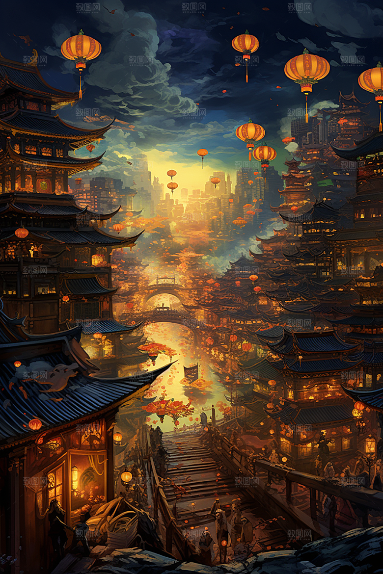 金色神话建筑神仙洞府梦幻原画