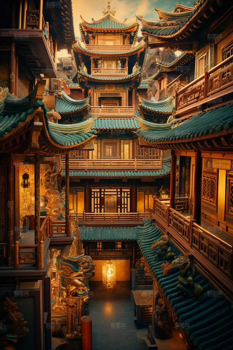 金色神话建筑游戏中国传统风格原画