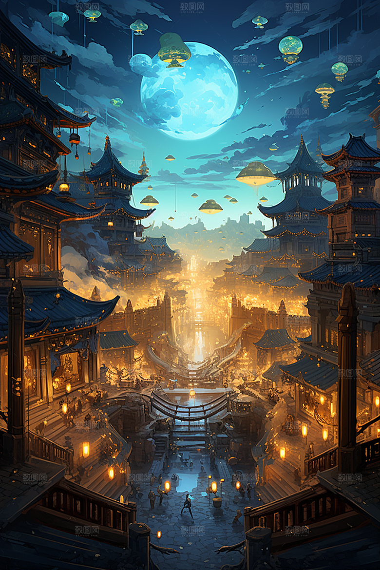 金色神话建筑高清游戏原画