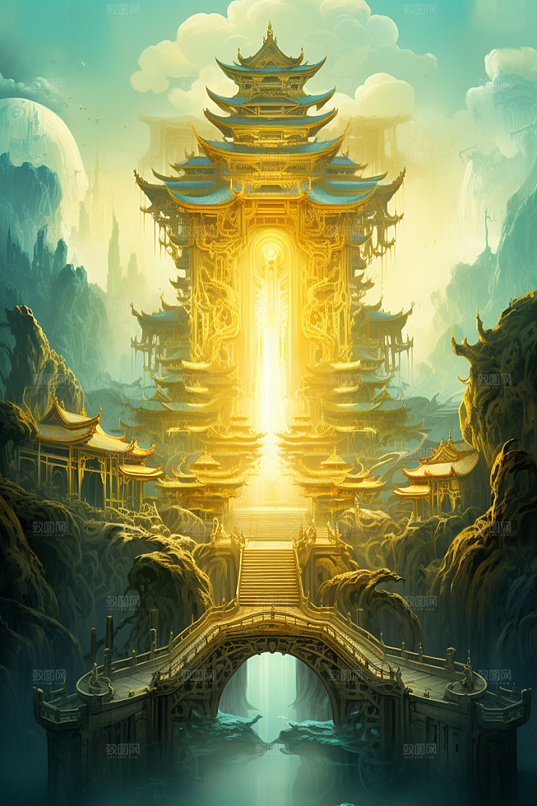 金色神话建筑高清梦幻原画