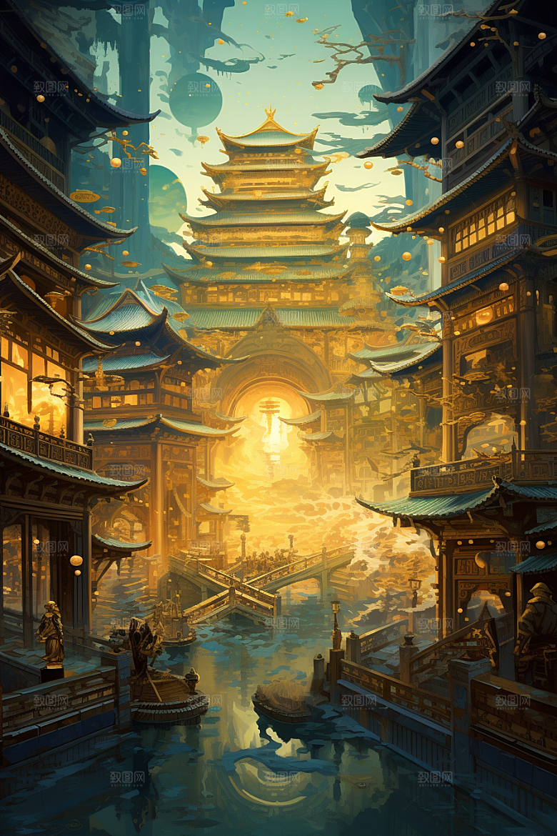 金色神话建筑高清游戏原画