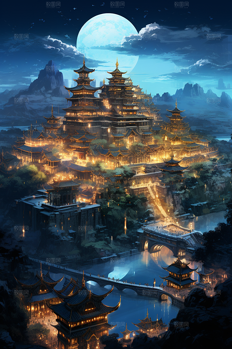 金色神话建筑梦幻高清原画
