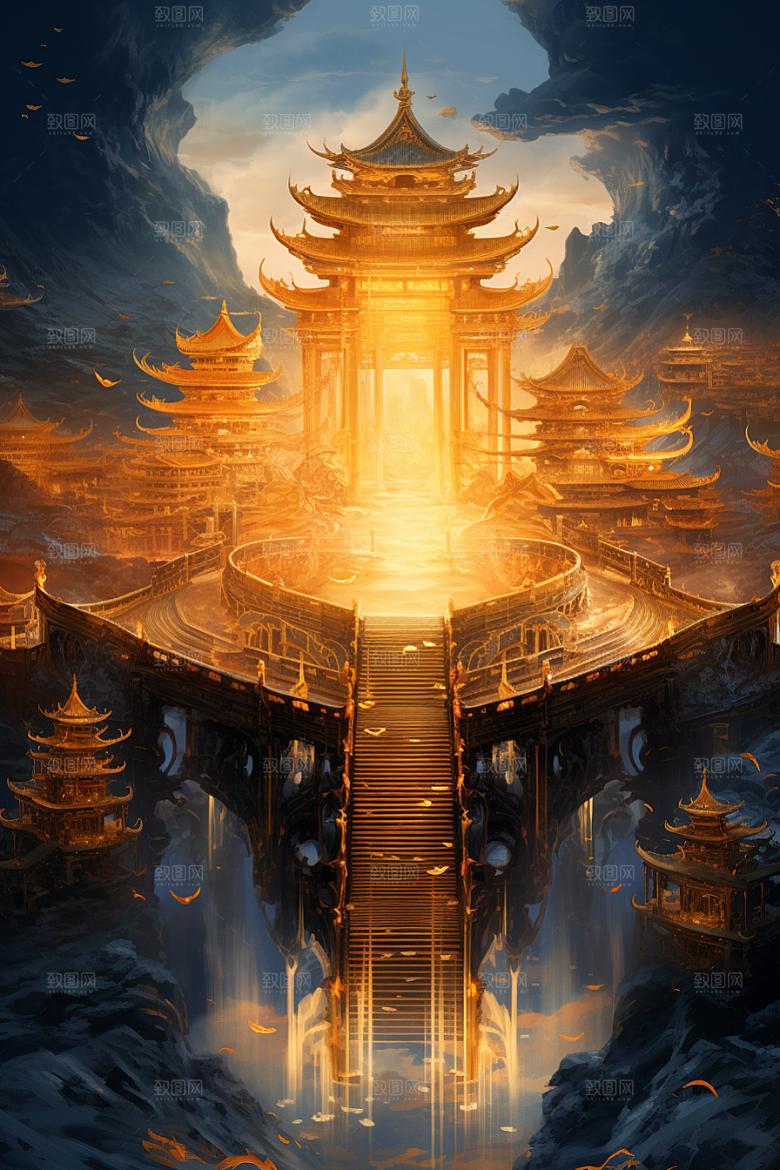 金色神话建筑国潮天宫原画