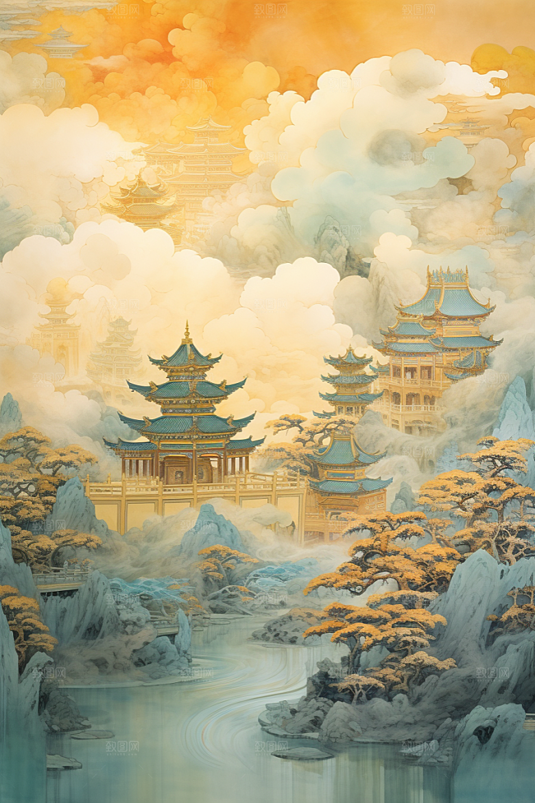 金色神话建筑梦幻高清原画