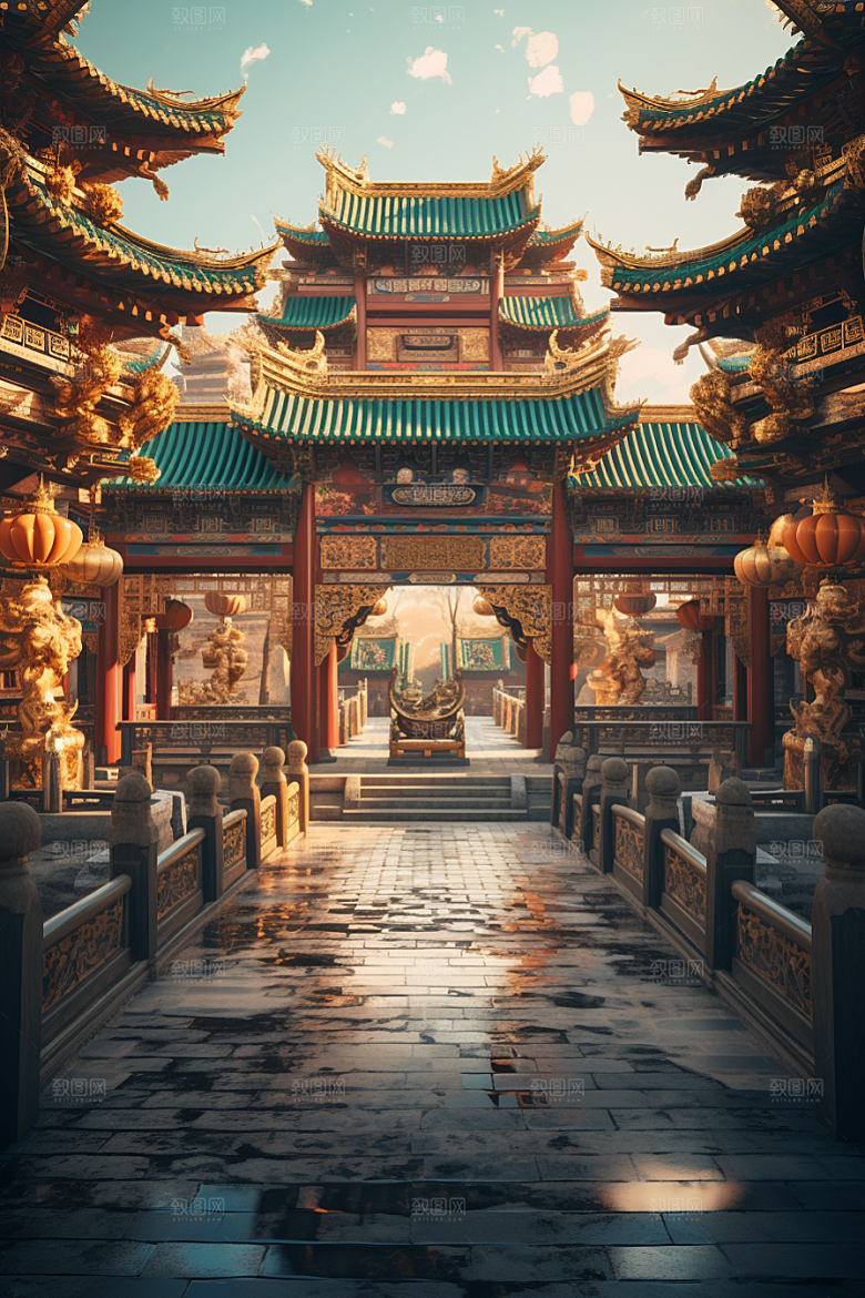 金色神话建筑梦幻神仙洞府原画