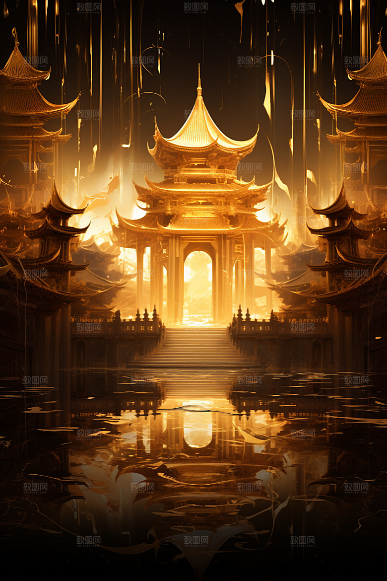 金色神话建筑天宫游戏原画