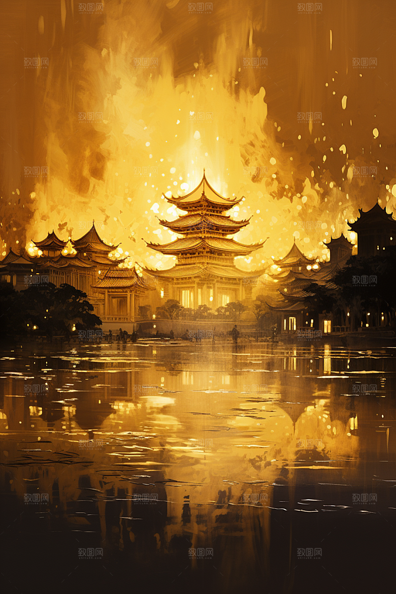 金色神话建筑天宫梦幻原画