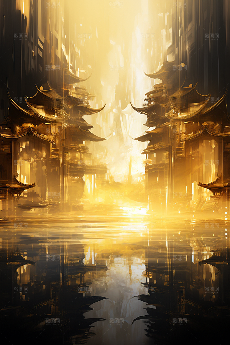 金色神话建筑梦幻游戏原画