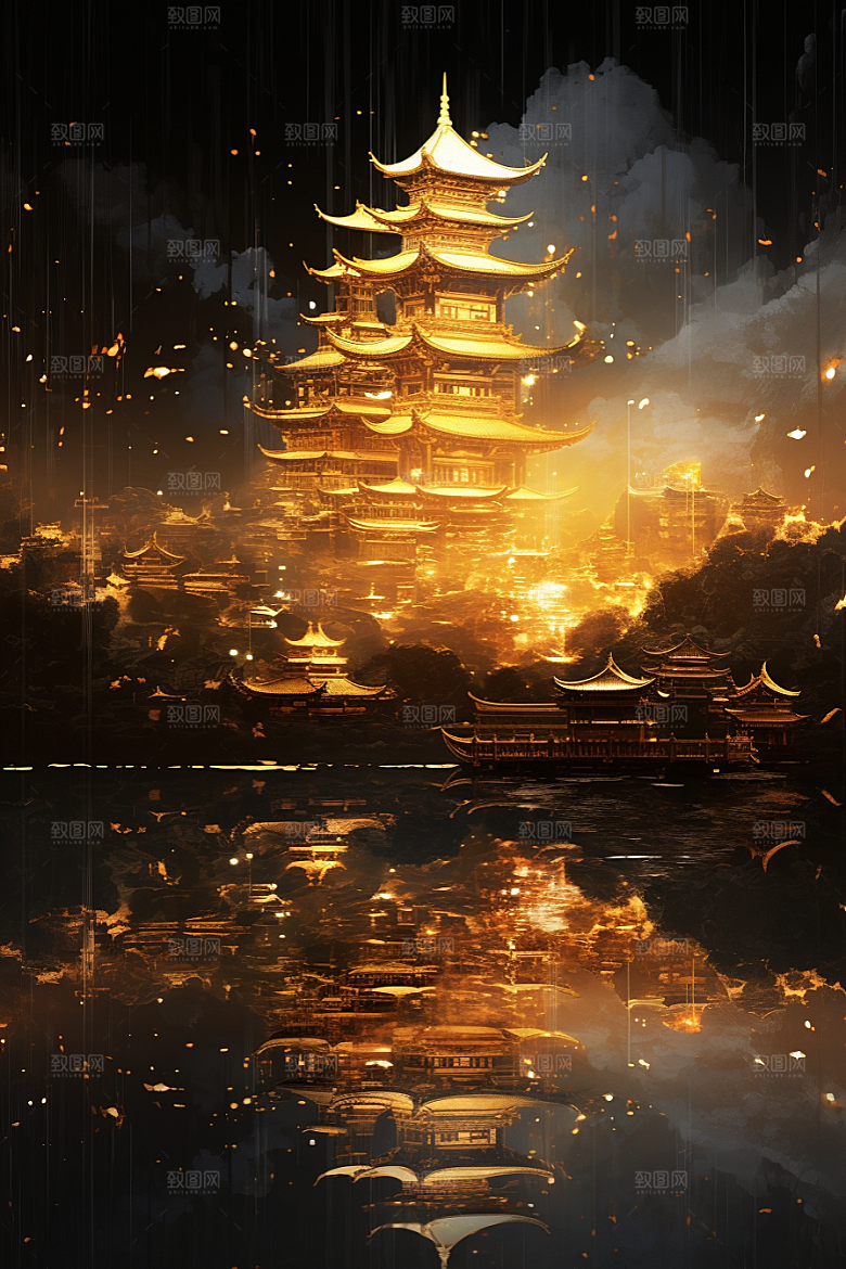 金色神话建筑梦幻神仙洞府原画
