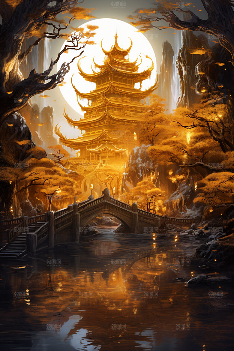 金色神话建筑高清梦幻原画