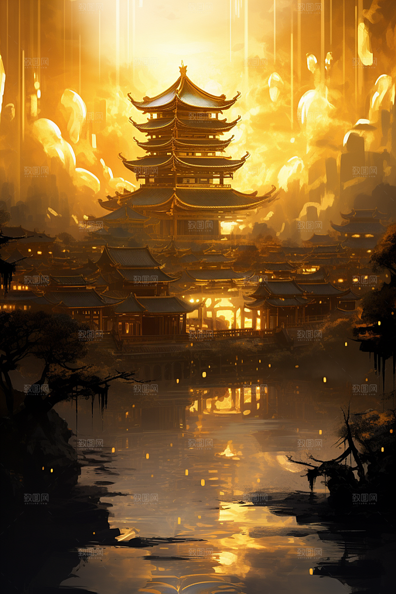 金色神话建筑梦幻高清原画