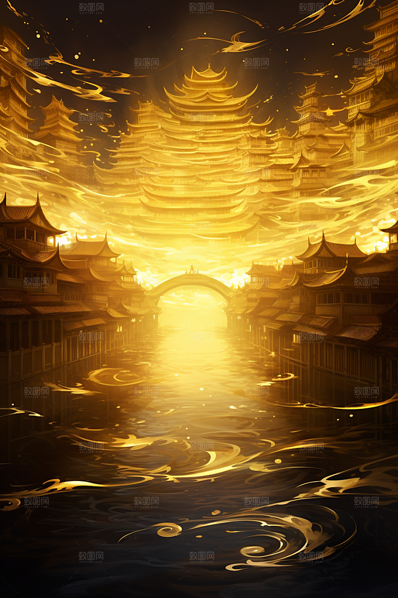 金色神话建筑游戏神仙洞府原画