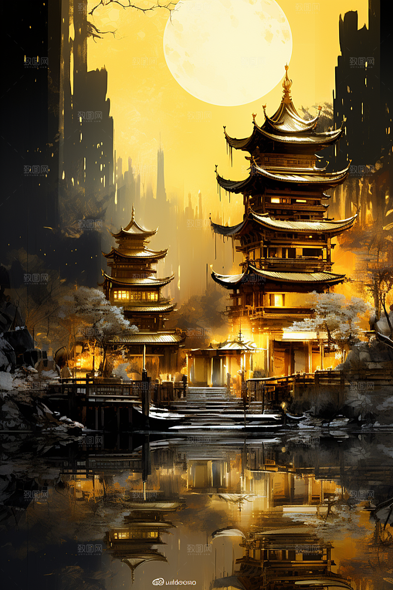 金色神话建筑高清梦幻原画