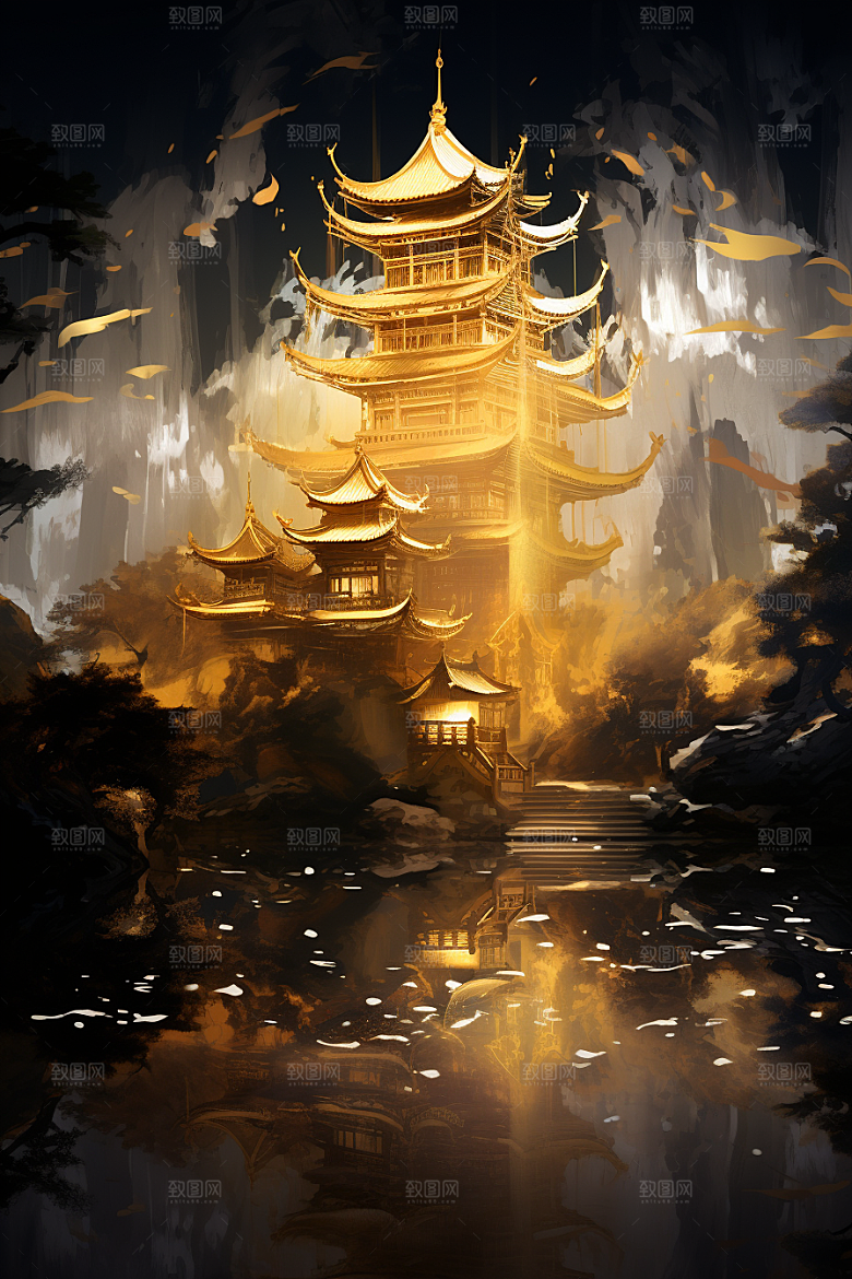 金色神话建筑高清梦幻原画