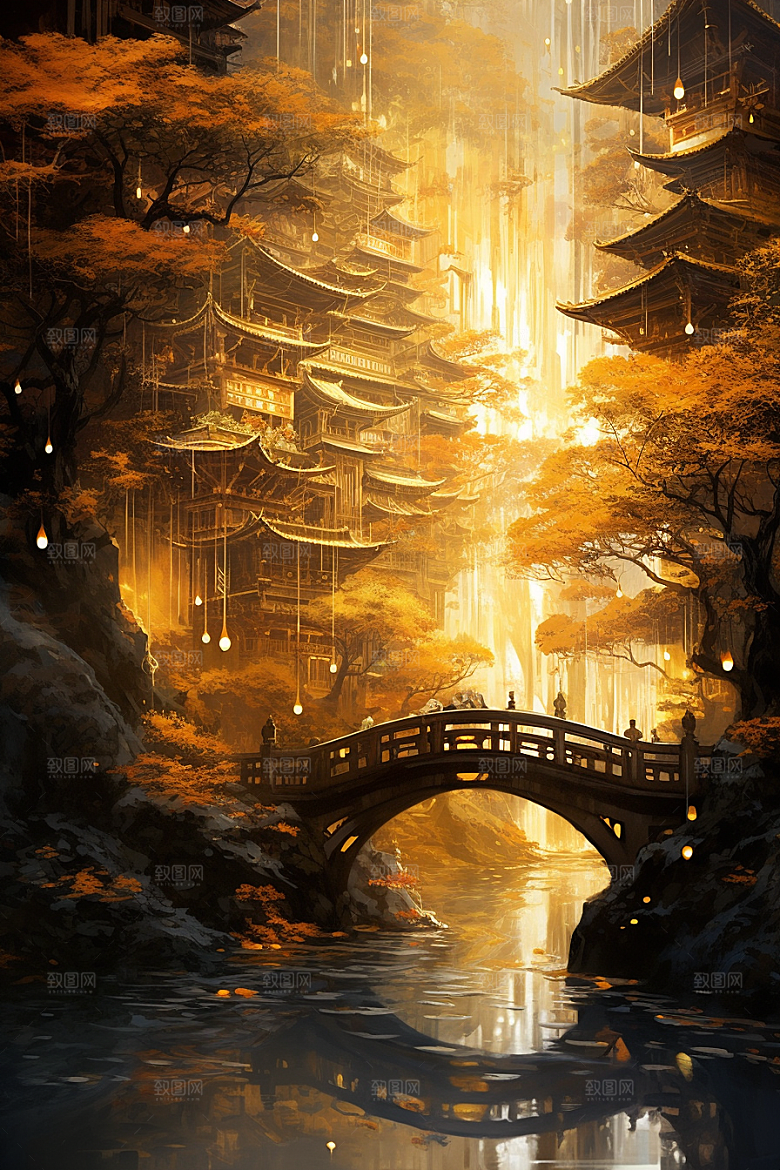 金色神话建筑梦幻游戏原画