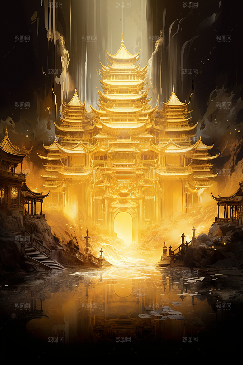 金色神话建筑天宫梦幻原画