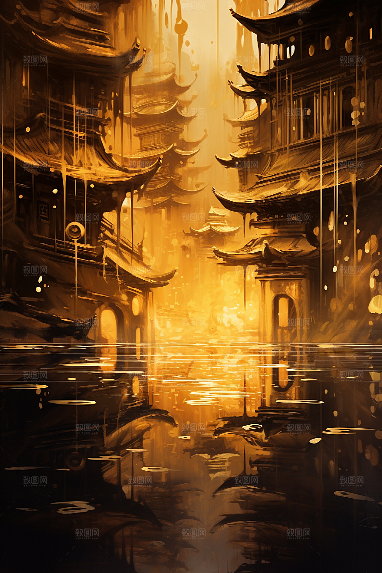 金色神话建筑高清梦幻原画