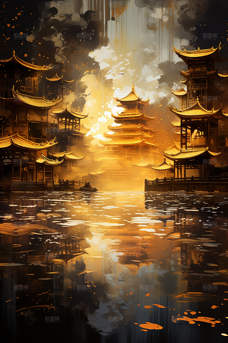 金色神话建筑梦幻天宫原画