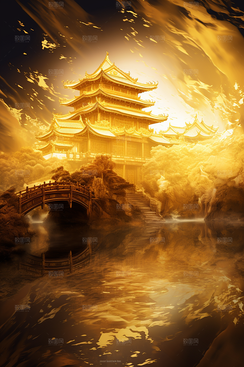 金色神话建筑神仙洞府游戏原画